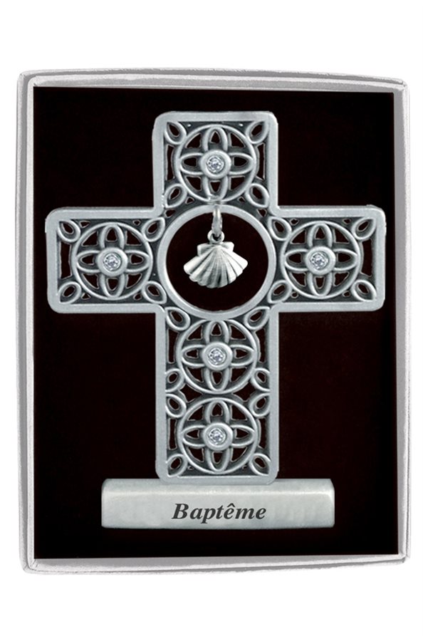 Cadeau de baptême : Croix bois \Souvenir de mon Baptême\