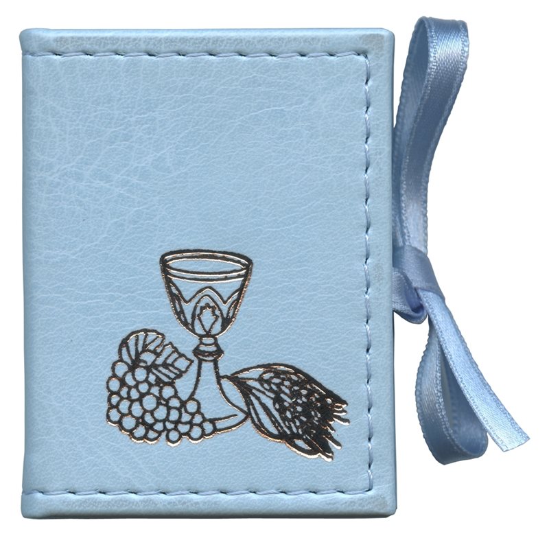 Boîtier de Chapelet 1ère Communion velours bleu 2.25''x2.7''