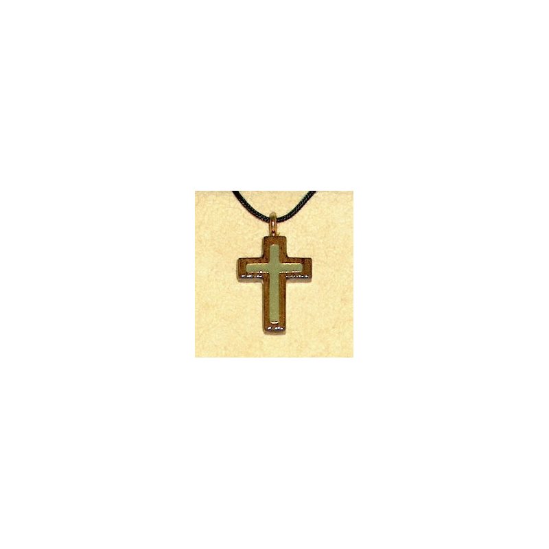 Varnished Black Walnut Wood Cross & Rope Pendant, 1" (2.5cm)