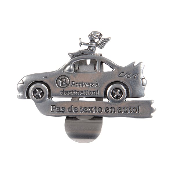 "Arrivez en vie" Pewter Sun Visor Clip, 2", F