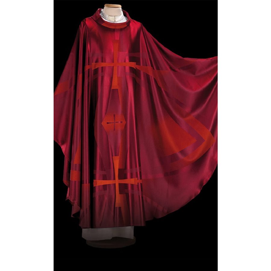 Chasuble Rouge #65-000521 en laine et soie