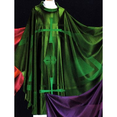 Chasuble Verte #65-000521 en laine et soie