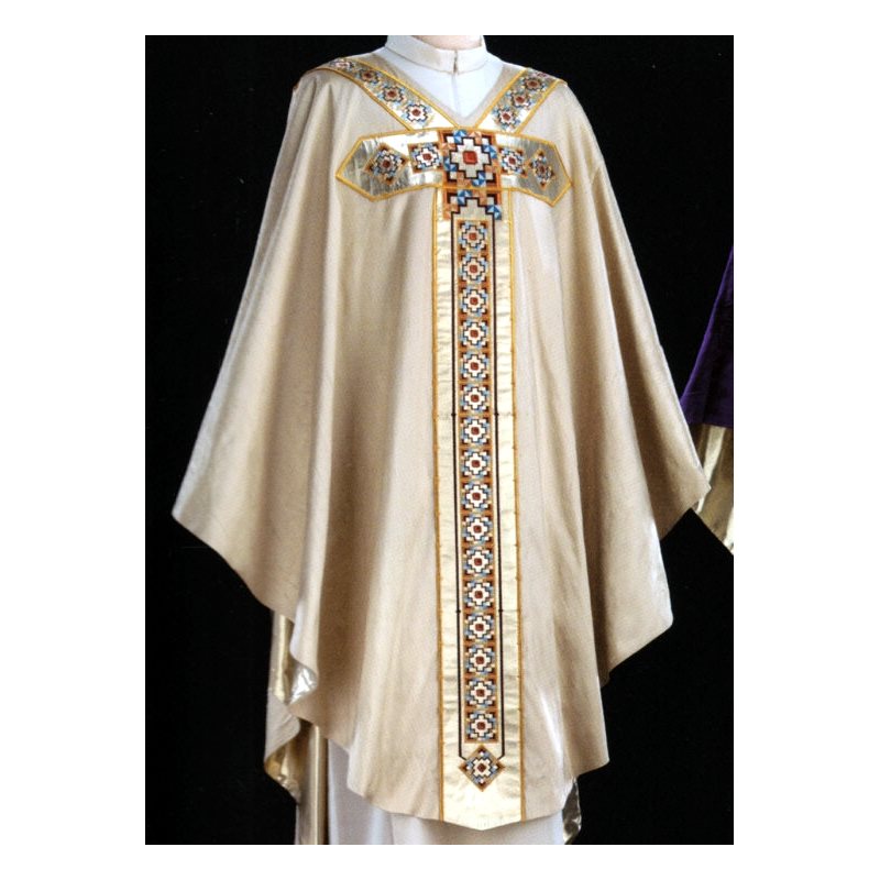 Chasuble #65-039412 blanche 100% soie (4 couleurs disponible