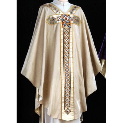 Chasuble #65-039412 blanche 100% soie (4 couleurs disponible