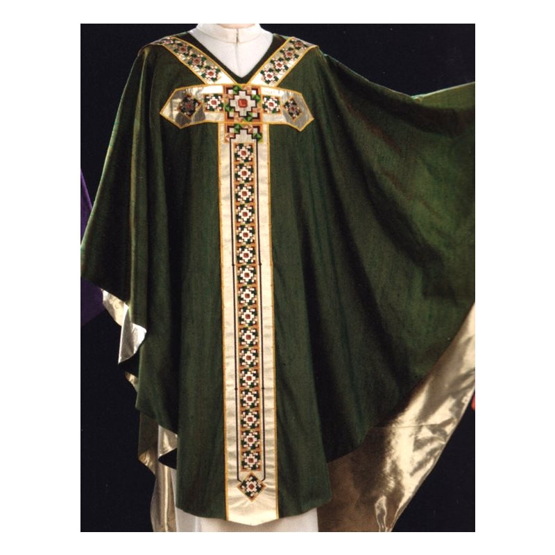 Chasuble #65-039412 verte 100% soie