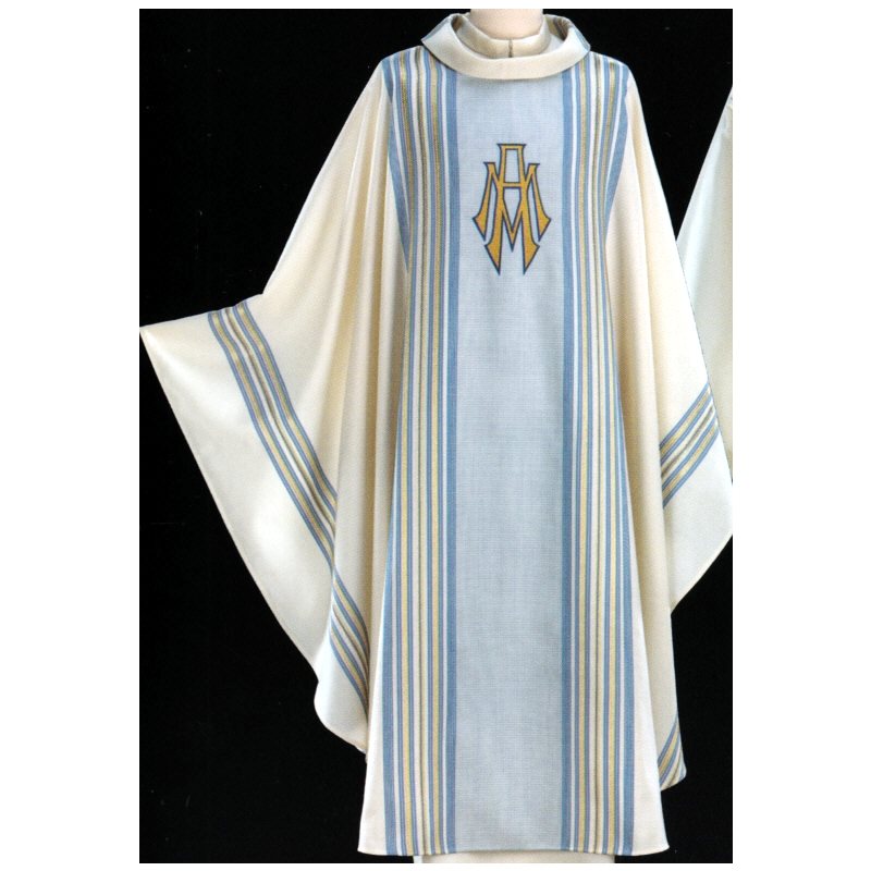 Chasuble #65-049016M mariale en laine, acrylique et lurex