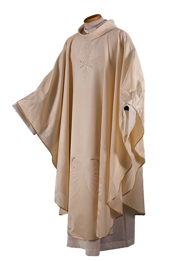 Chasuble Ivoire #65-000561 en laine et soie