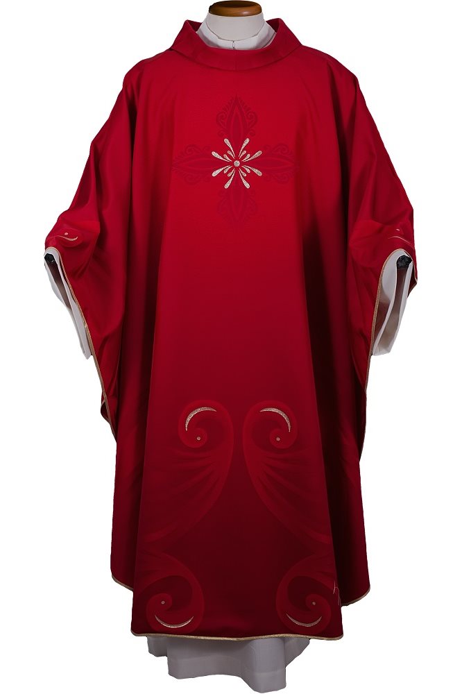 Chasuble Rouge#65-000561 en laine et soie