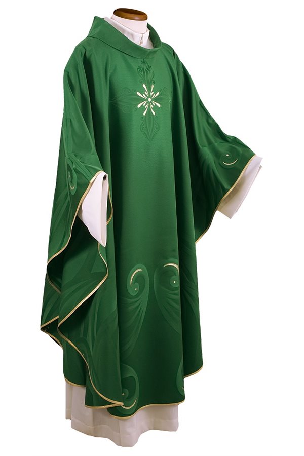 Chasuble Verte #65-000561 en laine et soie