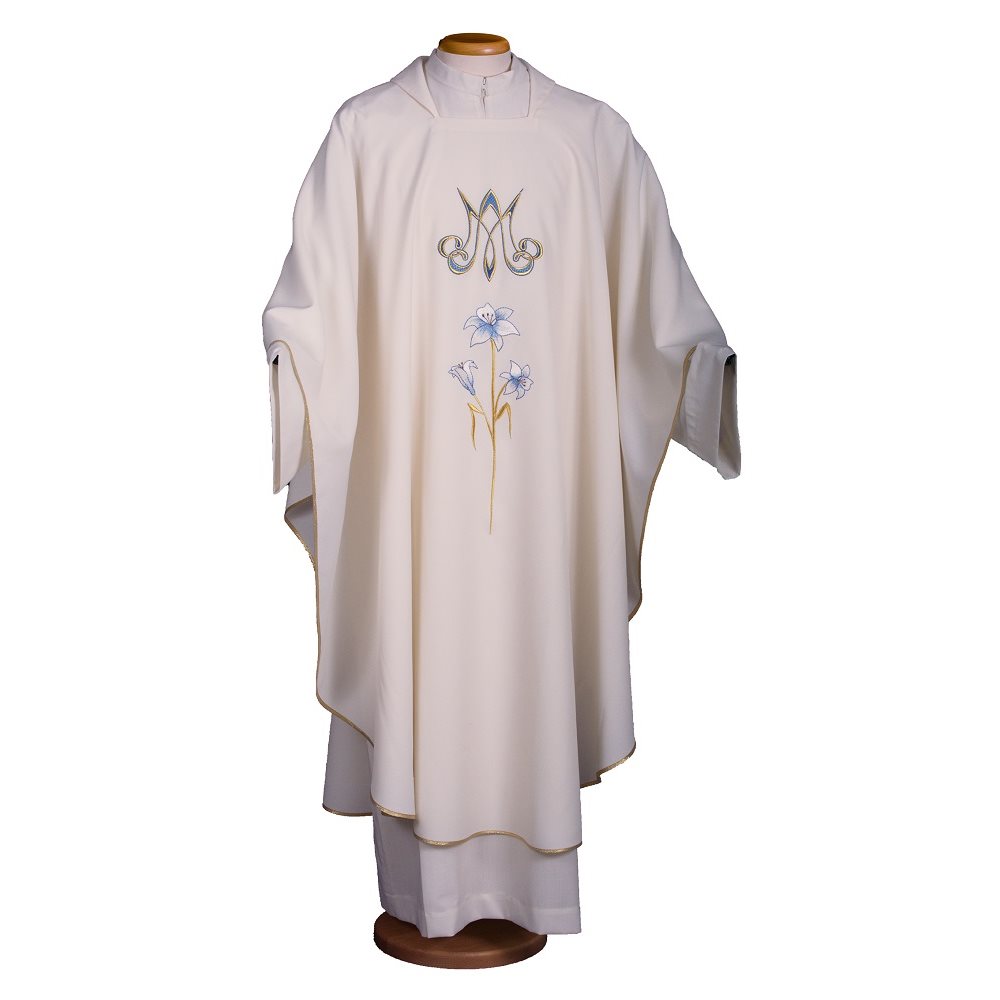 Chasuble mariale #65-000923 100% polyester blanche