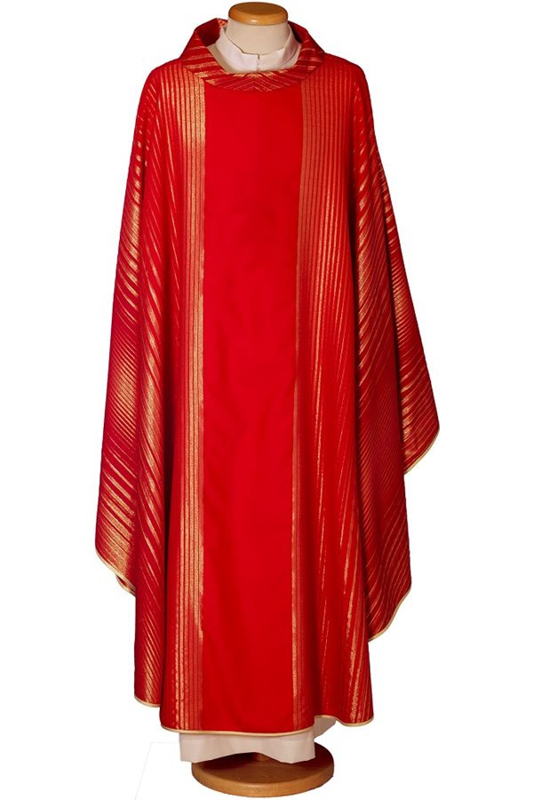 Red Chasuble #65-002001 wool and lurex