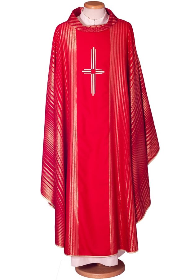 Chasuble Rouge #65-002003 en laine et lurex