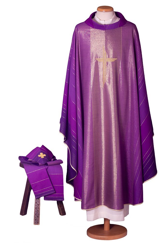 Chasuble Violette #65-002007 en laine et lurex