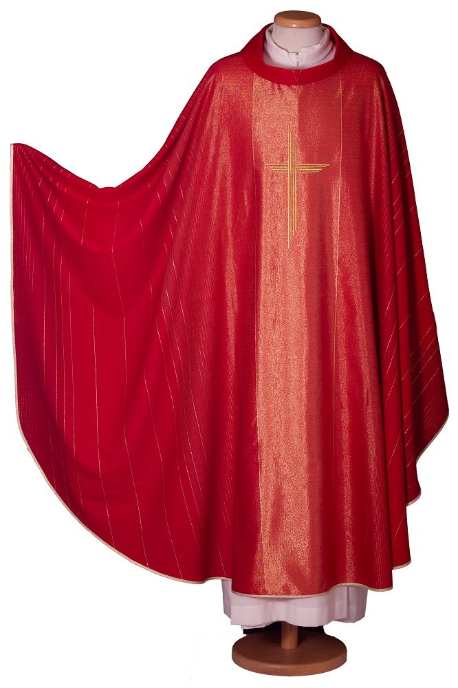 Chasuble Rouge #65-002007 en laine et lurex