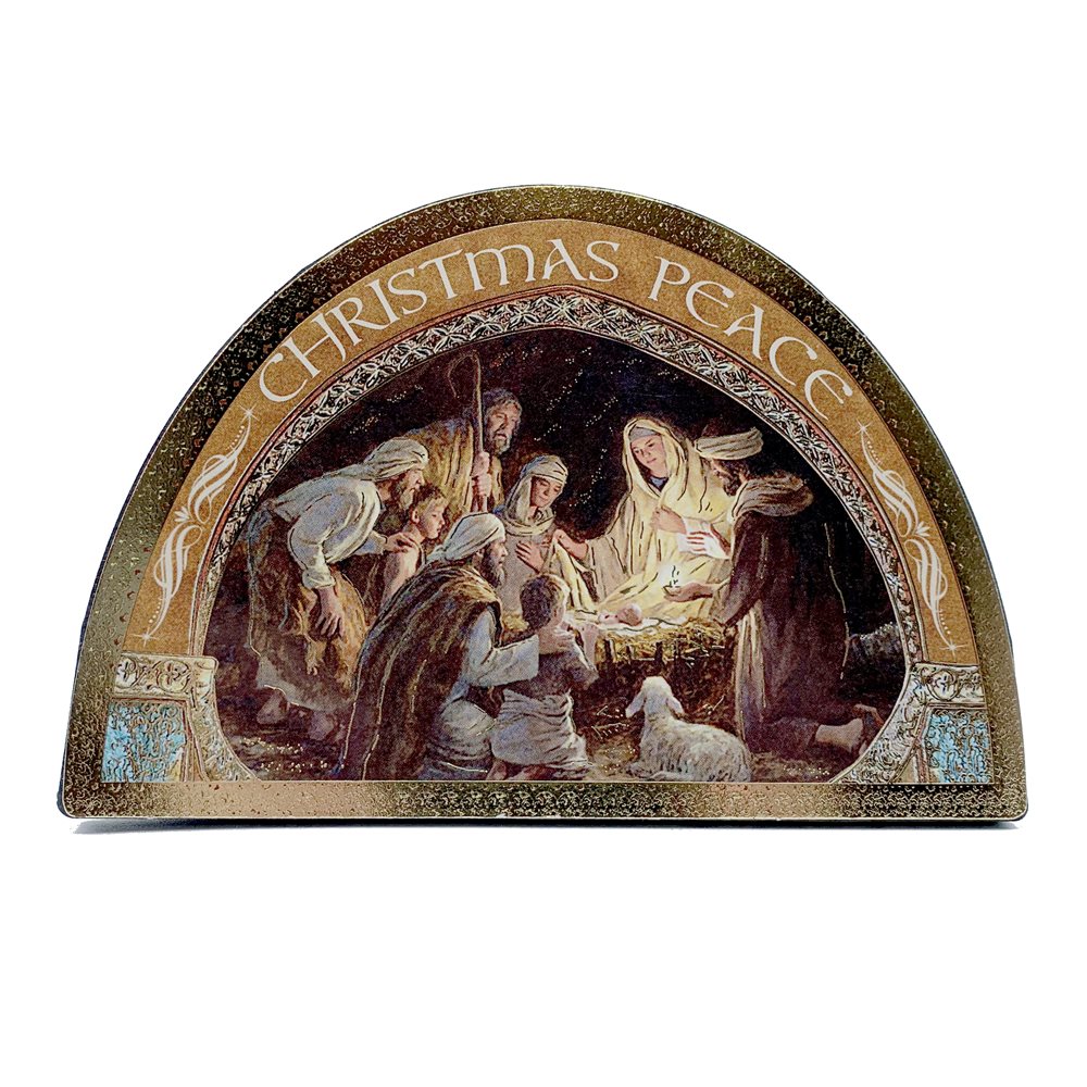 Wood Nativity Plate 18 x 12 cm