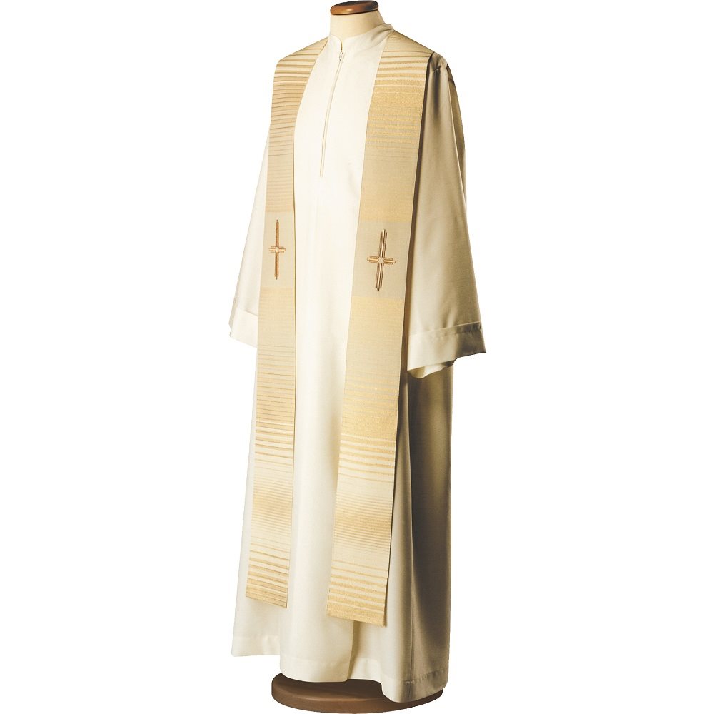 Priest Stole #80-002003 wool / lurex, Off White