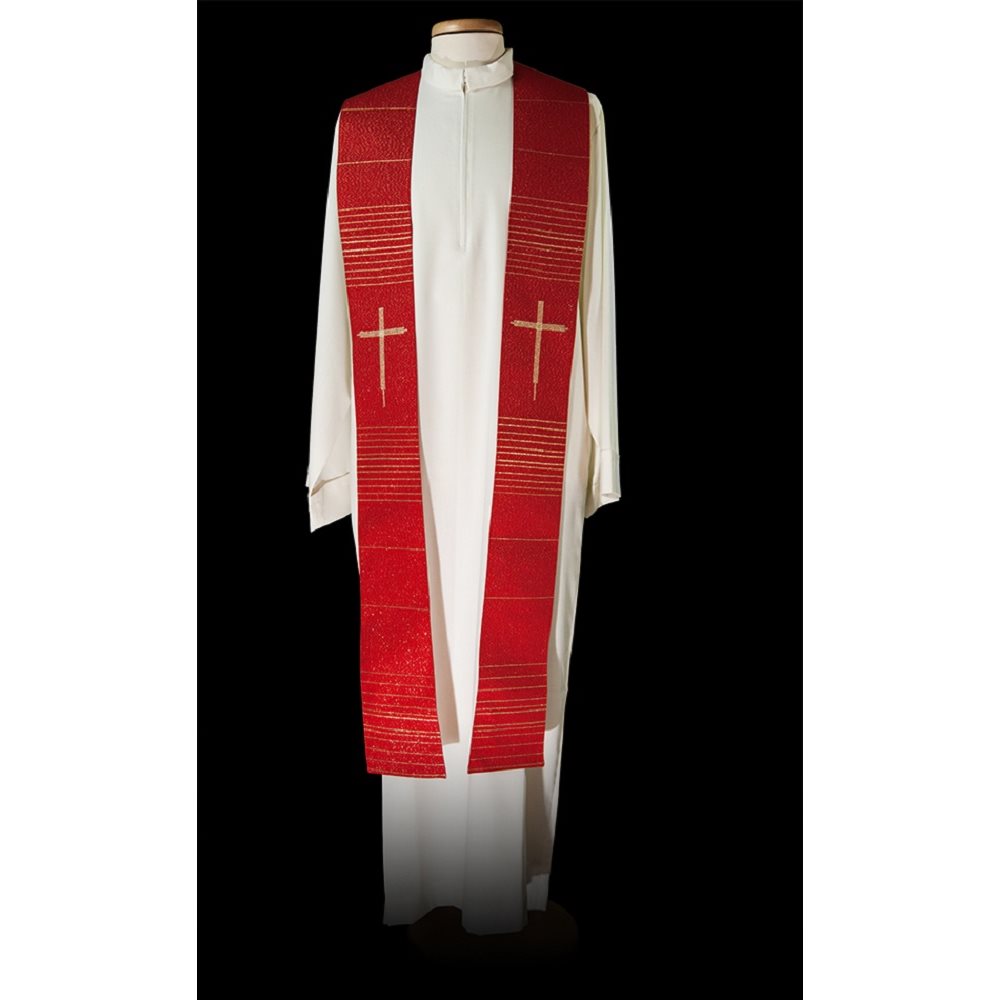 Priest Stole #80-002014 poliester / acetate / lurex, Red