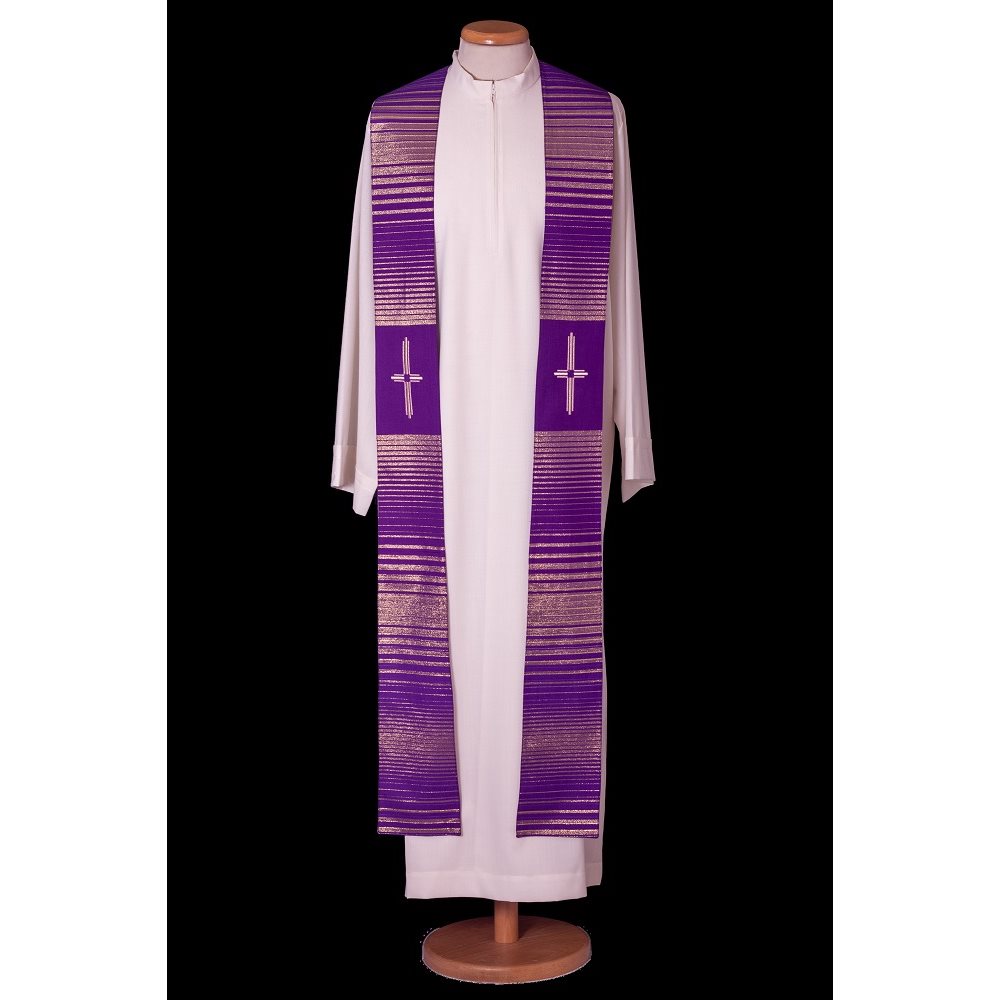 Priest Stole #80-002003 wool / lurex, Purple