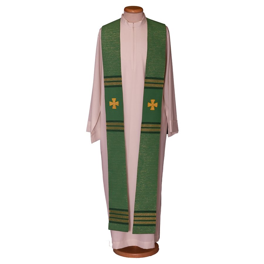 Priest Stole #80-049030 wool and lurex, Green