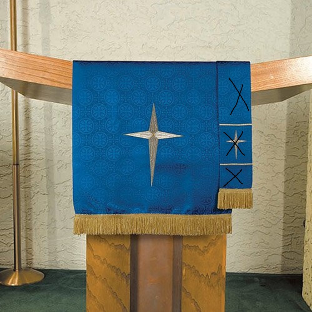 O COME EMMANUEL Maltese Jacquard Pulpit Scarf: Blue