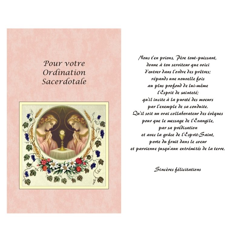 Carte Ordination Sacerdotale 5.25'' X 8.5'' (13.3 X 21.6 Cm)