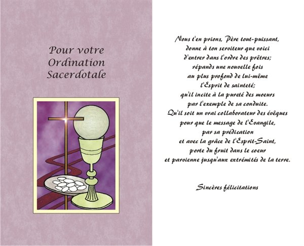 Carte Ordination Sacerdotale 5 25 X 8 5 13 3 X 21 6 Cm