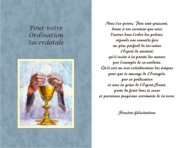 Carte Ordination Sacerdotale 5 25 X 8 5 13 3 X 21 6 Cm