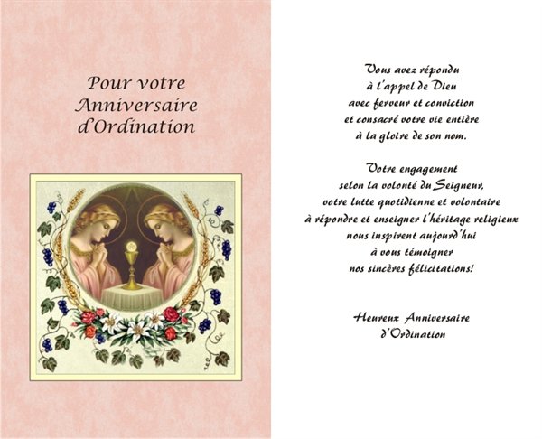 Carte Anniversaire D Ordination Sacerdotale 5 25 X 8 5