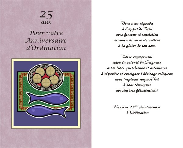 Carte 25e Anniversaire D Ordination Sacerdotale 5 25 X8 5