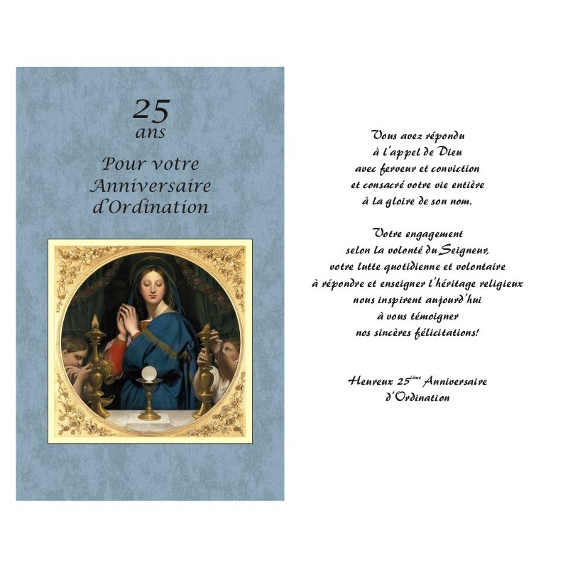 Carte 25e Anniversaire D'Ordination Sacerdotale 5.25''x8.5''