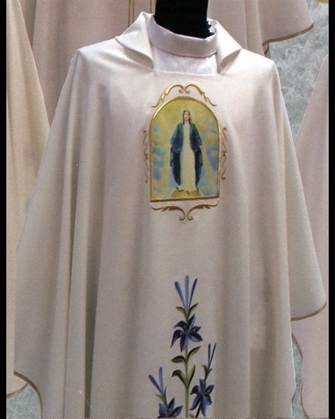 Chasuble et Étole Mariale #341 Blanche