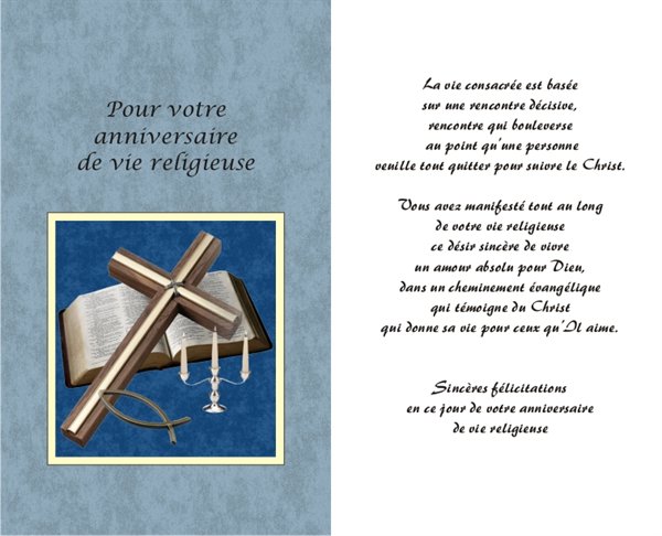 Carte Anniversaire Vie Religieuse 5 25 X 8 5