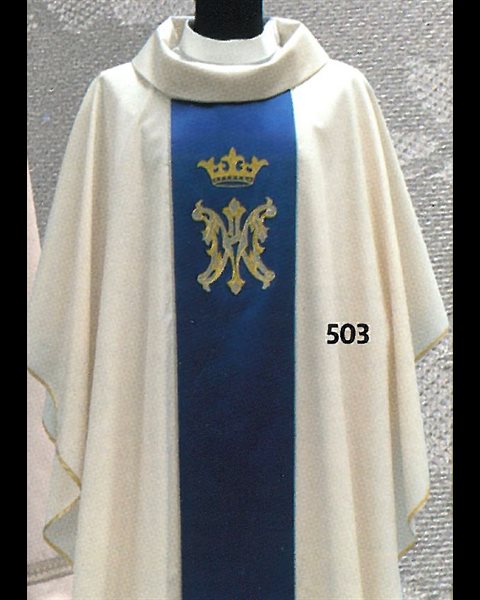 Marial Chasuble and Stole #503 White