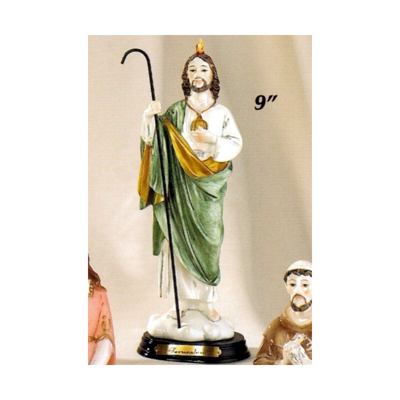 Statue Saint Jude 9" (23 cm) en résine / base en bois